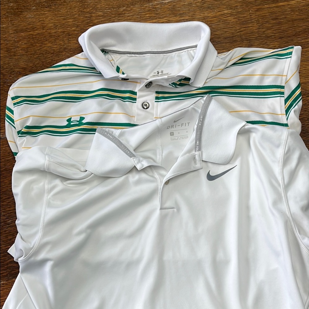 1 Under Armour Striped Polo & 1 Nike Dri-Fit Polo